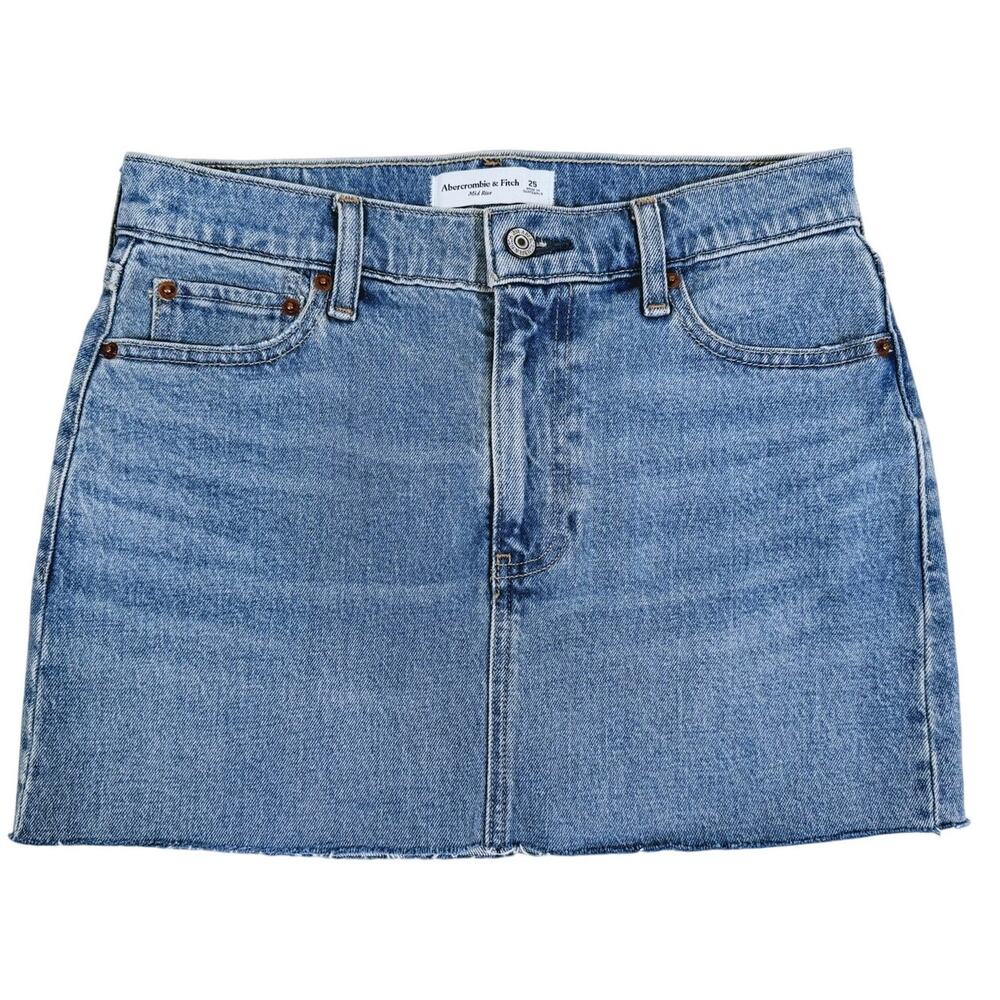 Abercrombie & Fitch Mid Rise Denim Mini Skirt Size 25 Blue Y2K Summer Festival - Picture 1 of 7
